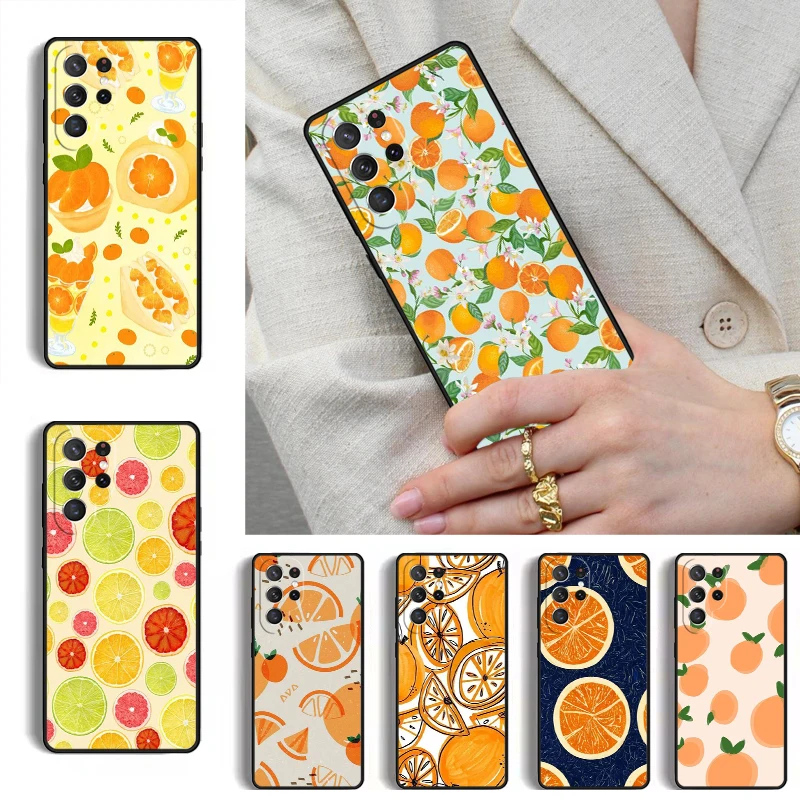 Orange Pattern Phone Case for Samsung Galaxy S26 S25 Ultra S24 S23 S22 S21 Plus Note 10 Bumper Cover