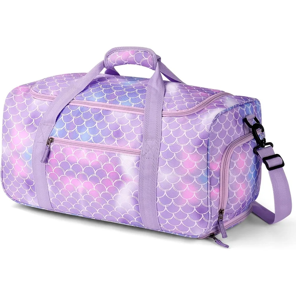 حقيبة حورية البحر باللون الأرجواني مع عجلات للأطفال والتخييم والسفر - حقيبة أمتعة للأطفال الصغار إلى المراهقين للفتيات #3