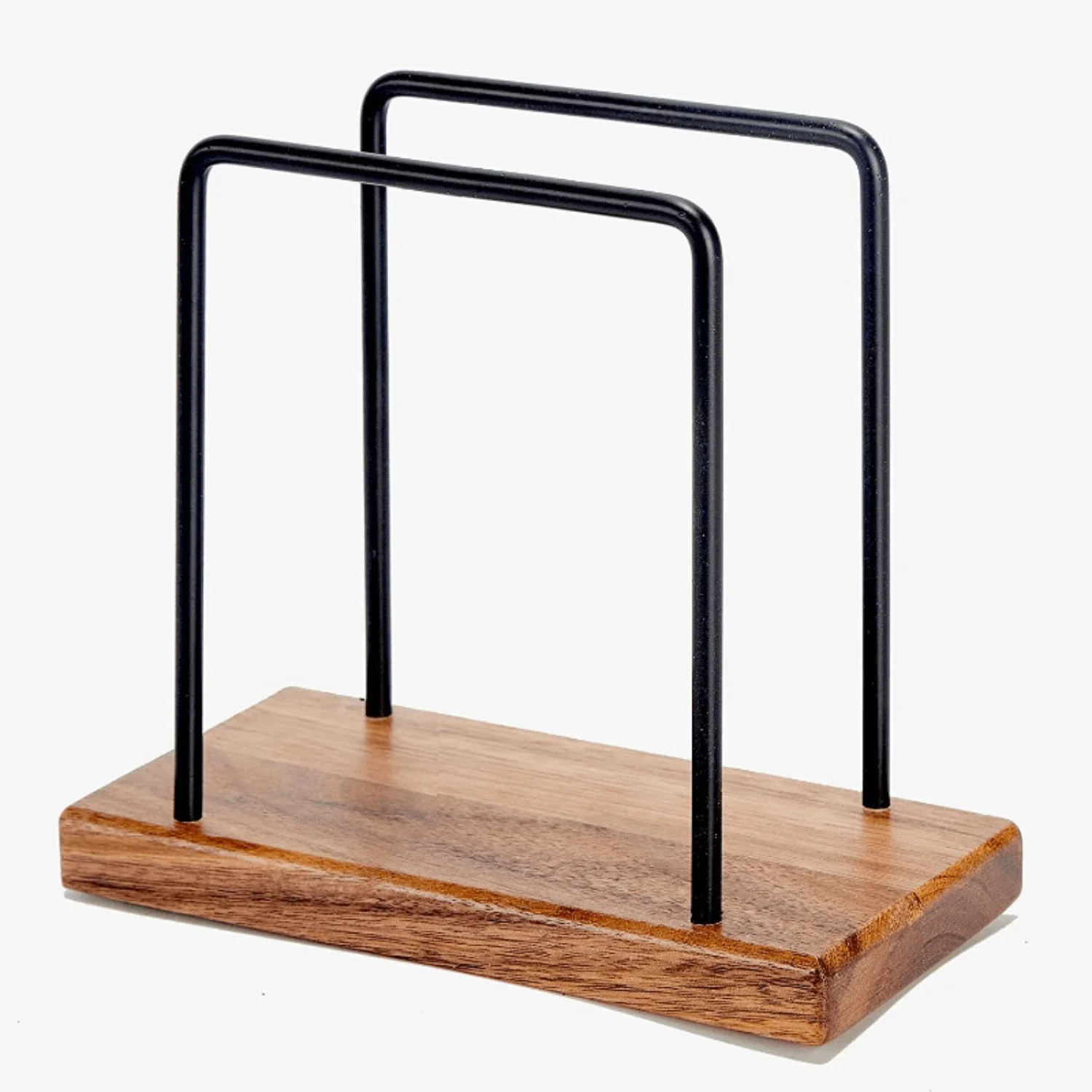 Servilletero de madera, servilletero de madera de Acacia, con alambre de Metal, servilletero Vertical para mesa de comedor, Cli de papel de estilo Simple, 1 ud.