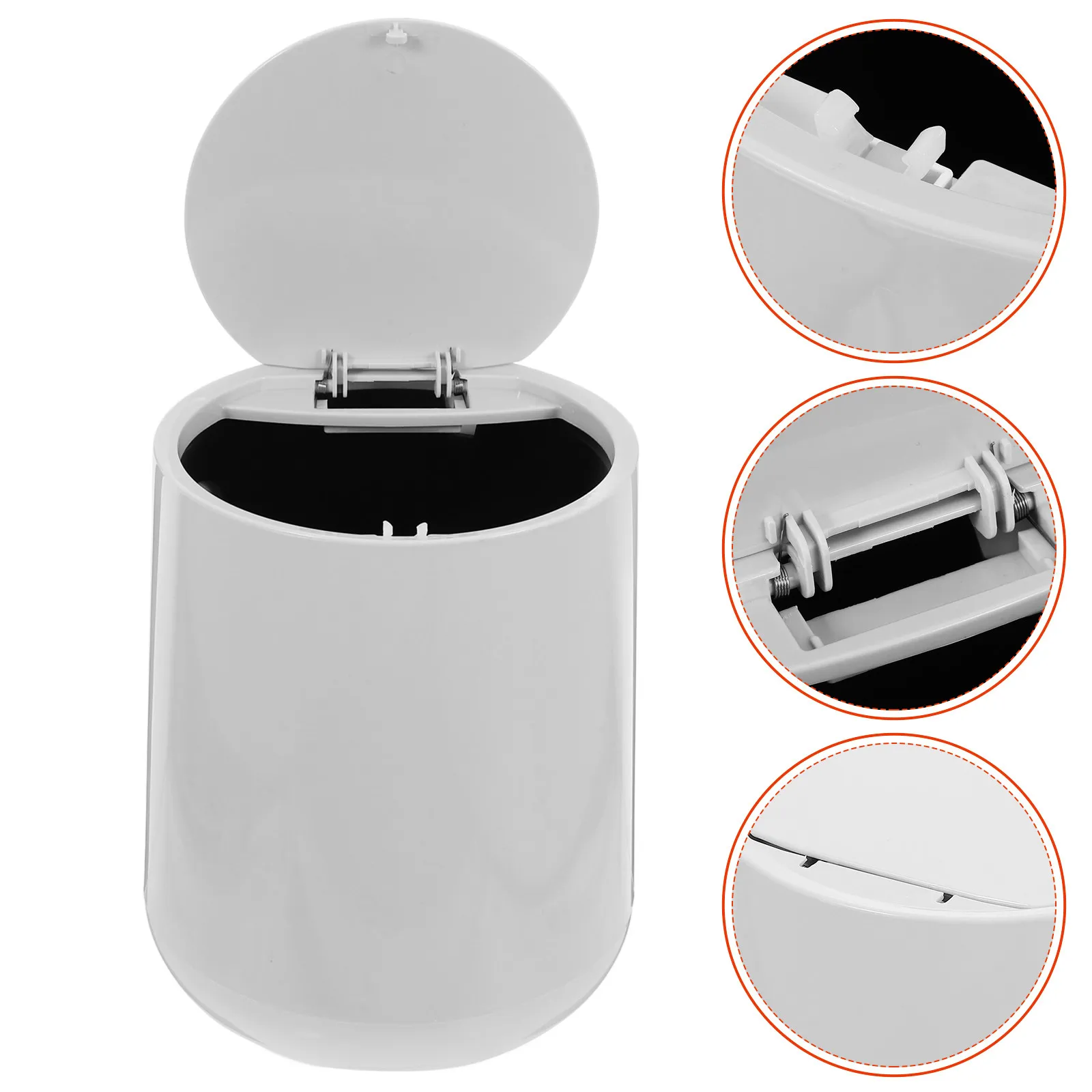 

1Pcs Mini Trash Can Desktop Garbage Can Premium Plastic Square Lid Top-Press Opening Odorless Light Grey Stylish Office Home Use