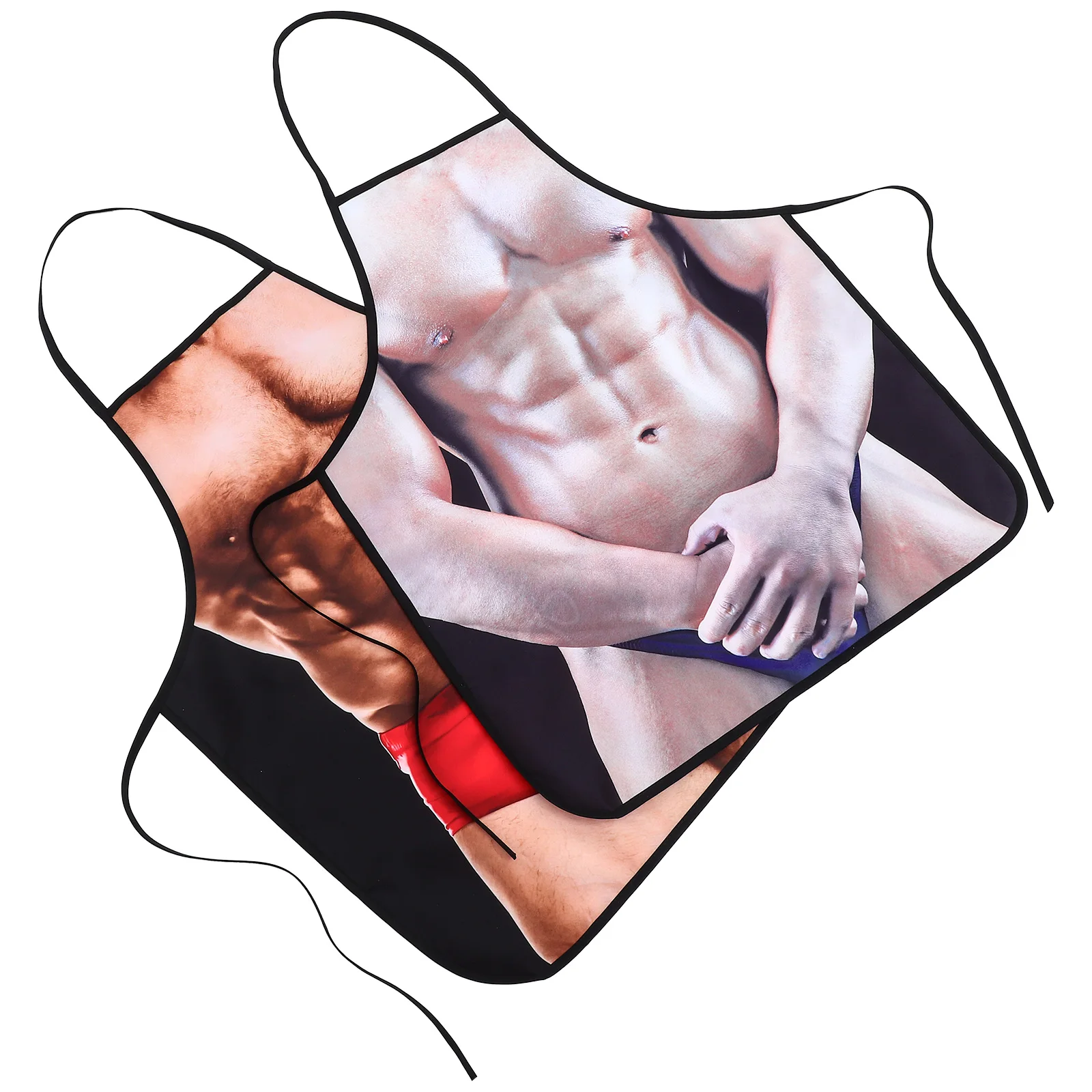 

2 Pcs BBQ Apron for Men Funny Polyester Kitchen Grilling Pattern Cooking Baking Gardening Workwear Party Gift Dad