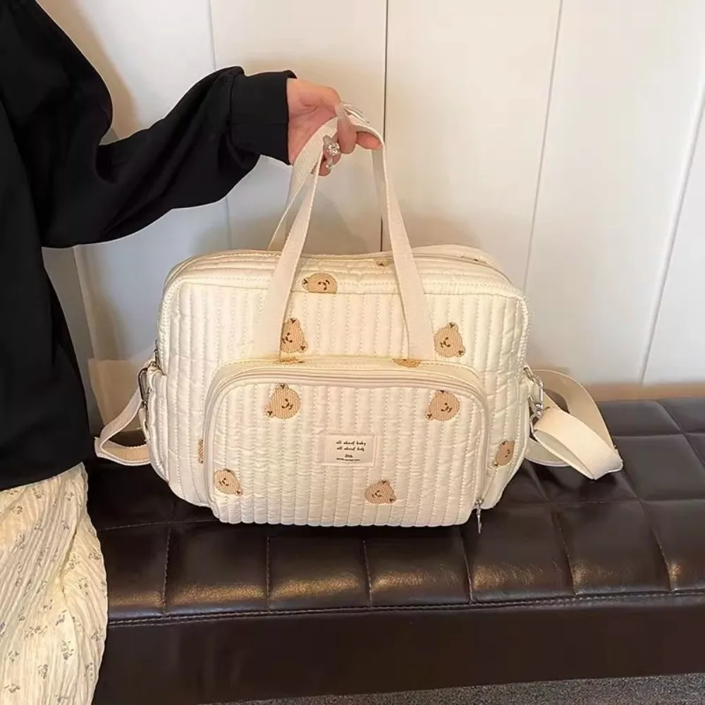 

Новая сумка-органайзер с милым медведем для малышей, большая вместительная сумка с вышивкой, сумка на плечо, больничная дорожная сумка для мамы, сумка через плечо