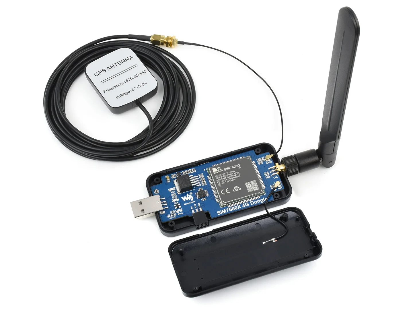 Imagem -03 - Waveshare-raspberry pi Lte ou Sim Posicionamento Gnss Banda Global Suporte pc ou Raspberry pi Sim7600g-h 4g Dongle