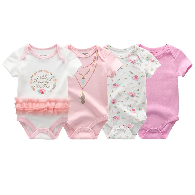 Macacão bonito do bebê recém-nascido dos desenhos animados, roupas unisex, 0 a 12 meses, 4 pcs/lot