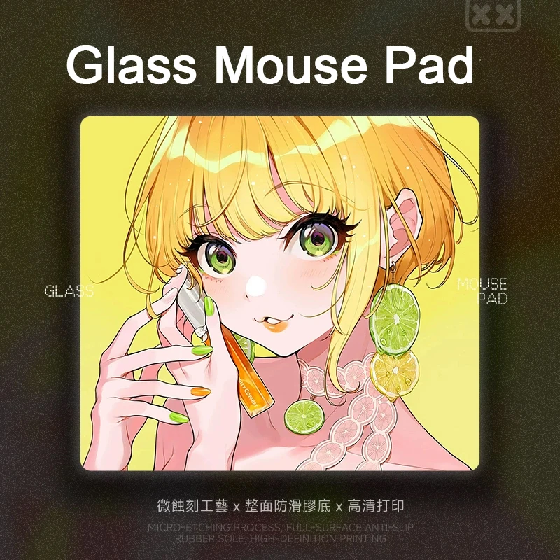 

Creative Anime Girl Photovoltaic Glass Gaming Mouse Pad - XXL Hard Tempered Surface for FPS eSports & PC Gaming