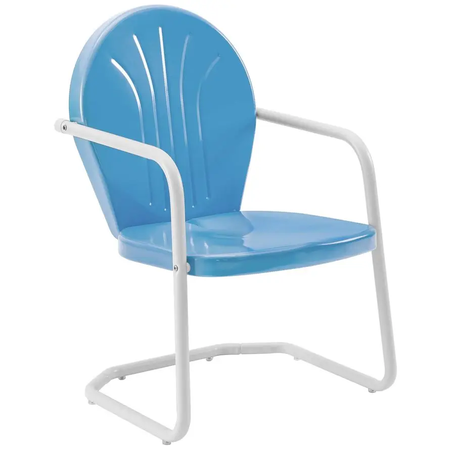 

Griffith Outdoor Chair, Retro Metal Patio Chairs for Dining, Porch, Deck, Balcony, Sky Blue