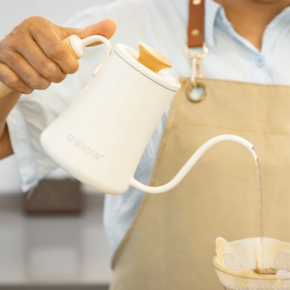 

CF WISDOM Teapot 304 Stainless 600ML Small Mouth Black Hang Ear Brew Drip Camp Travel Port Durable Heat - Resistant Versatile.
