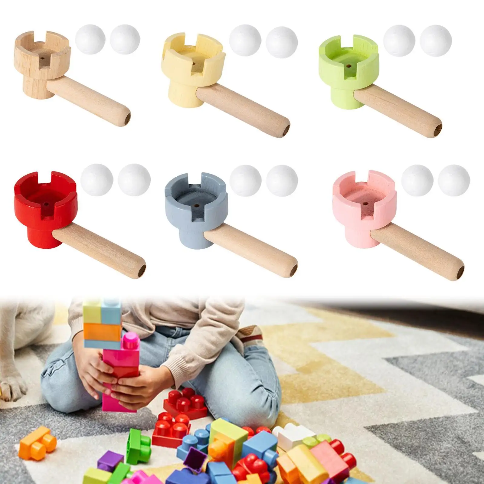 Bolas de tubo de soplado flotante, suministros de fiesta de juguete, juegos de madera, educativo portátil, divertido para niños, niñas, regalo de cumpleaños