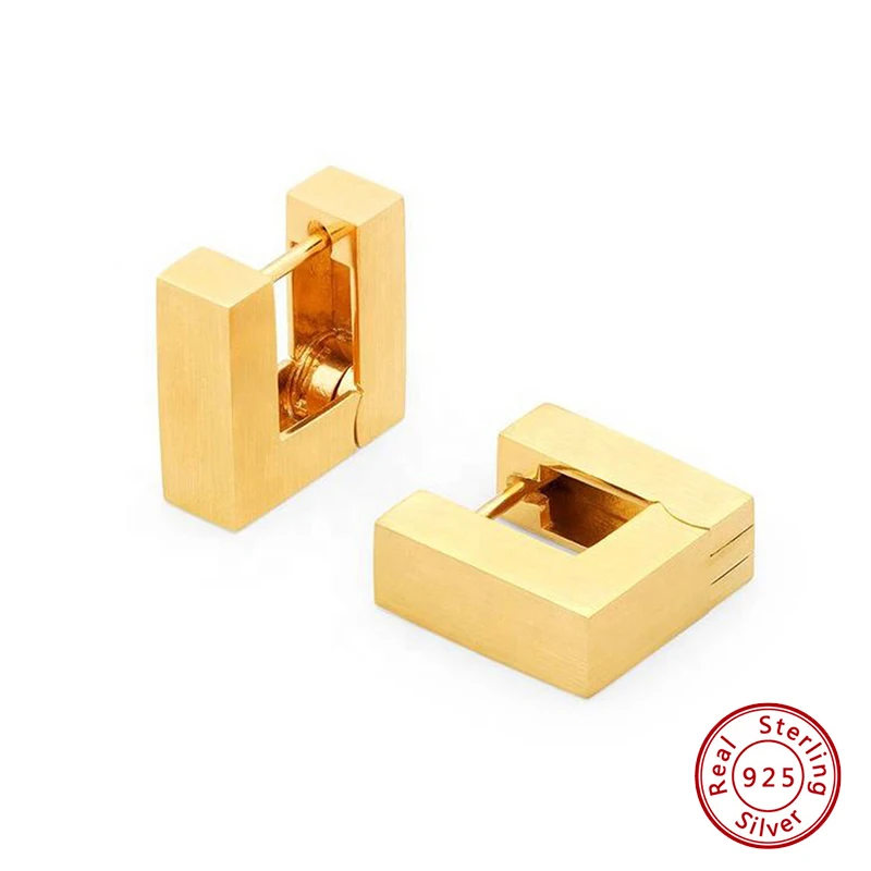 

925 Sterling Silver Earrings Original Certificate 3D Square Ear Clip Earrings For Women Factory Direct Sales