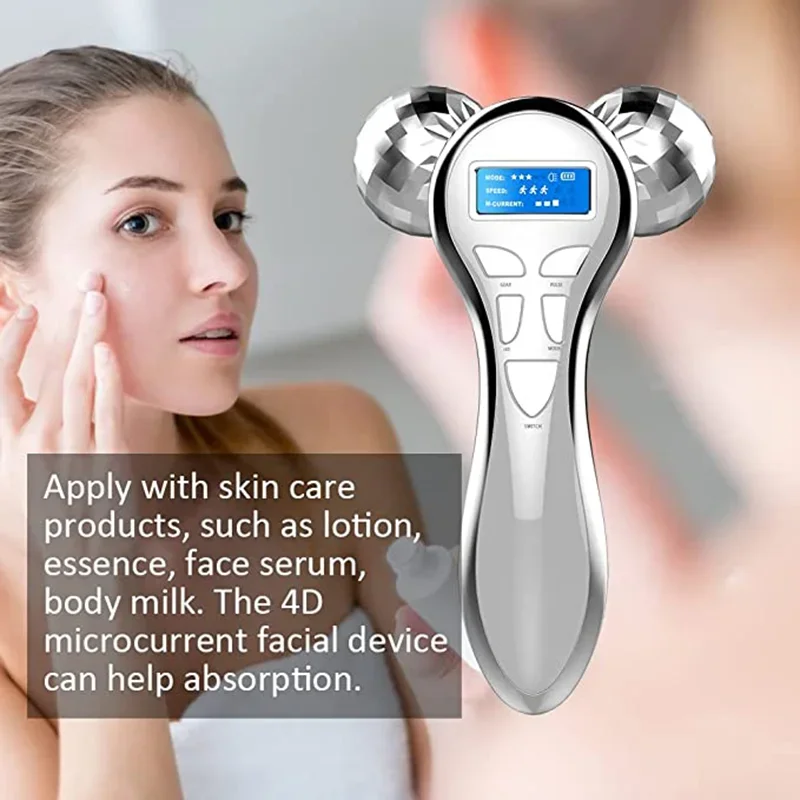 NEW Electric Micro-current Facial Massage Roller 4D Facial Lift Beauty Roller Anti-aging Wrinkle Removal Facial Care Tool