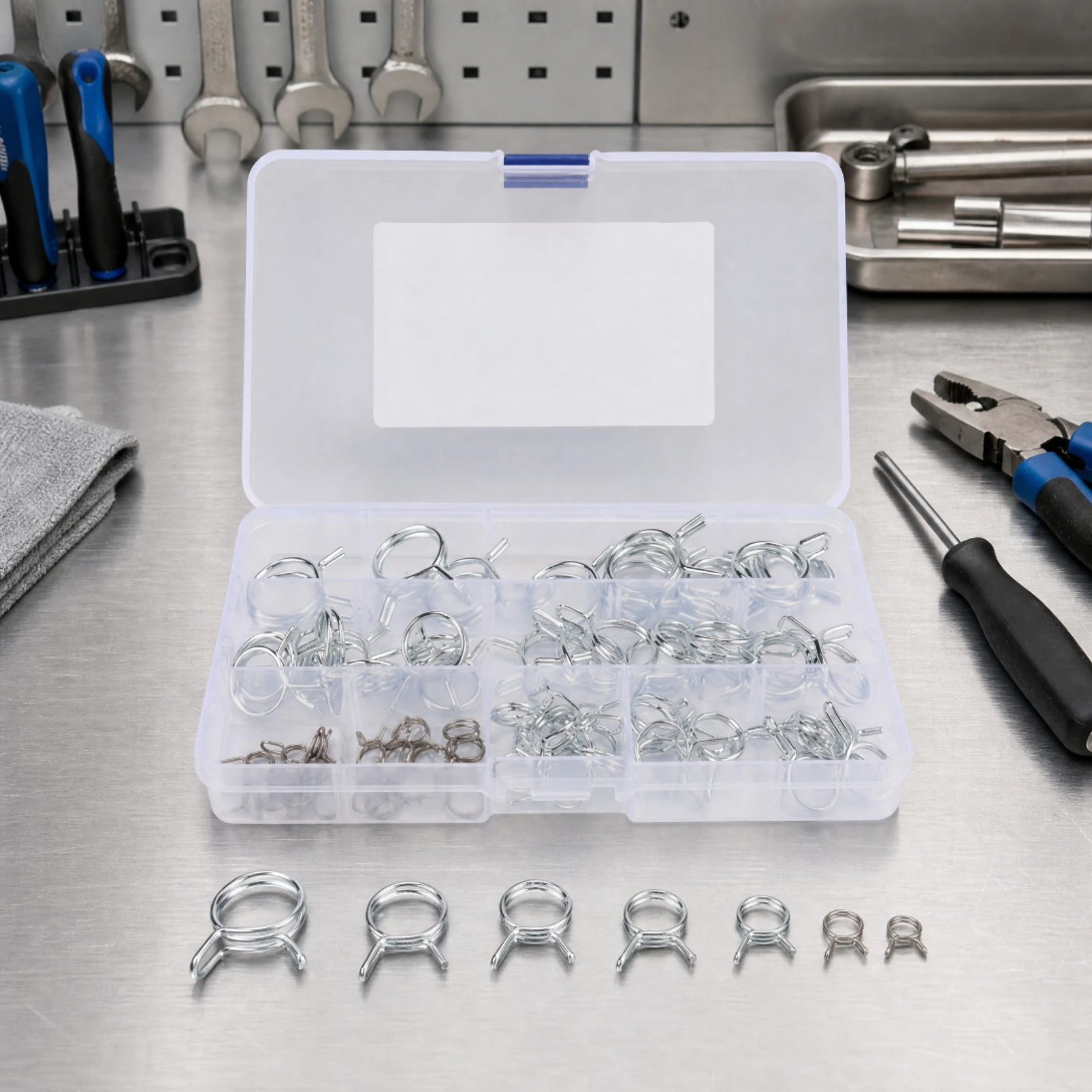 70 Pieces Hose Clamp Assortment Kit Assorted Sizes Double-Wire Spring Hose Clamp Clamps Lightweight Heavy Duty