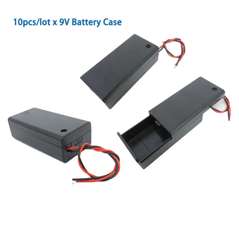 10pcs/lot 9V Battery Holder Box With Wire Lead ON/OFF Switch Cover Case 2pin wire for PP3 Box For DIY Power Supply Dock Holder