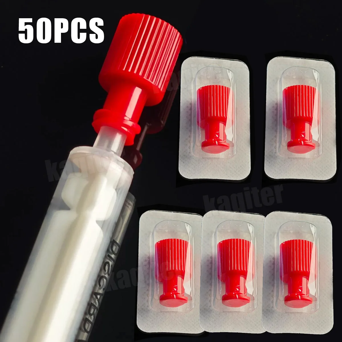 

50 шт., комбинированная крышка, мужская/женская, с замком Люэра, спиральная заглушка, стерильная индивидуальная упаковка, изготовлен из АБС-пластика