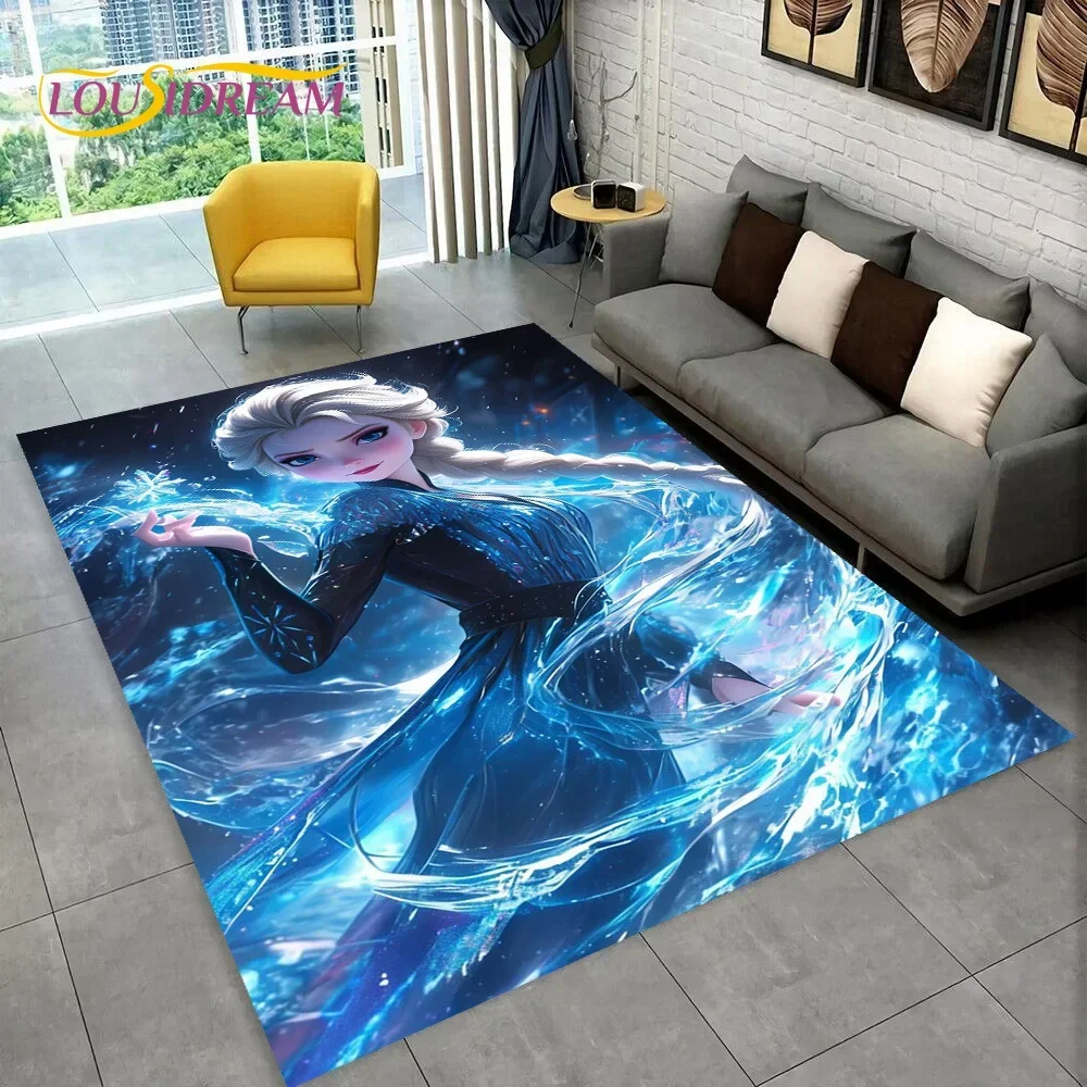 Disney Frozen Elsa Princess Snow Queen Cartoon Carpet Rug for Home Living Room Bedroom Sofa Doormat Decor,Kid Non-slip Floor Mat