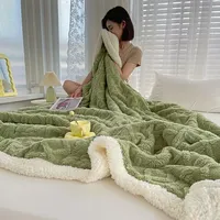 Wool Blanket Nap Sofa Cover Blanket Office Thickened Coral Velvet Flannel Lamb Shawl Air Conditioning Small Blanket