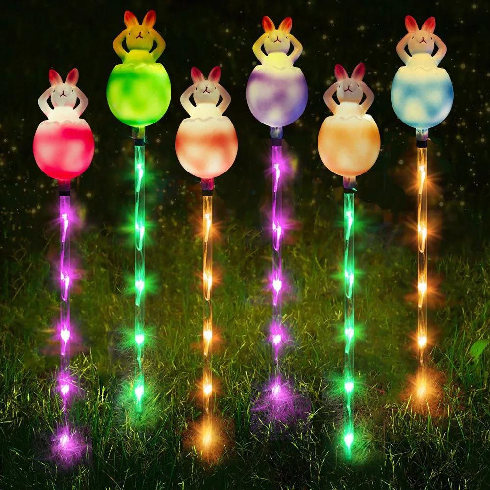 

Solar Lights Outdoor Home Garden Decor Lovely Rabbit Waterproof Holiday Christmas Decorations LED Fairy Lights 6pcs In One 637