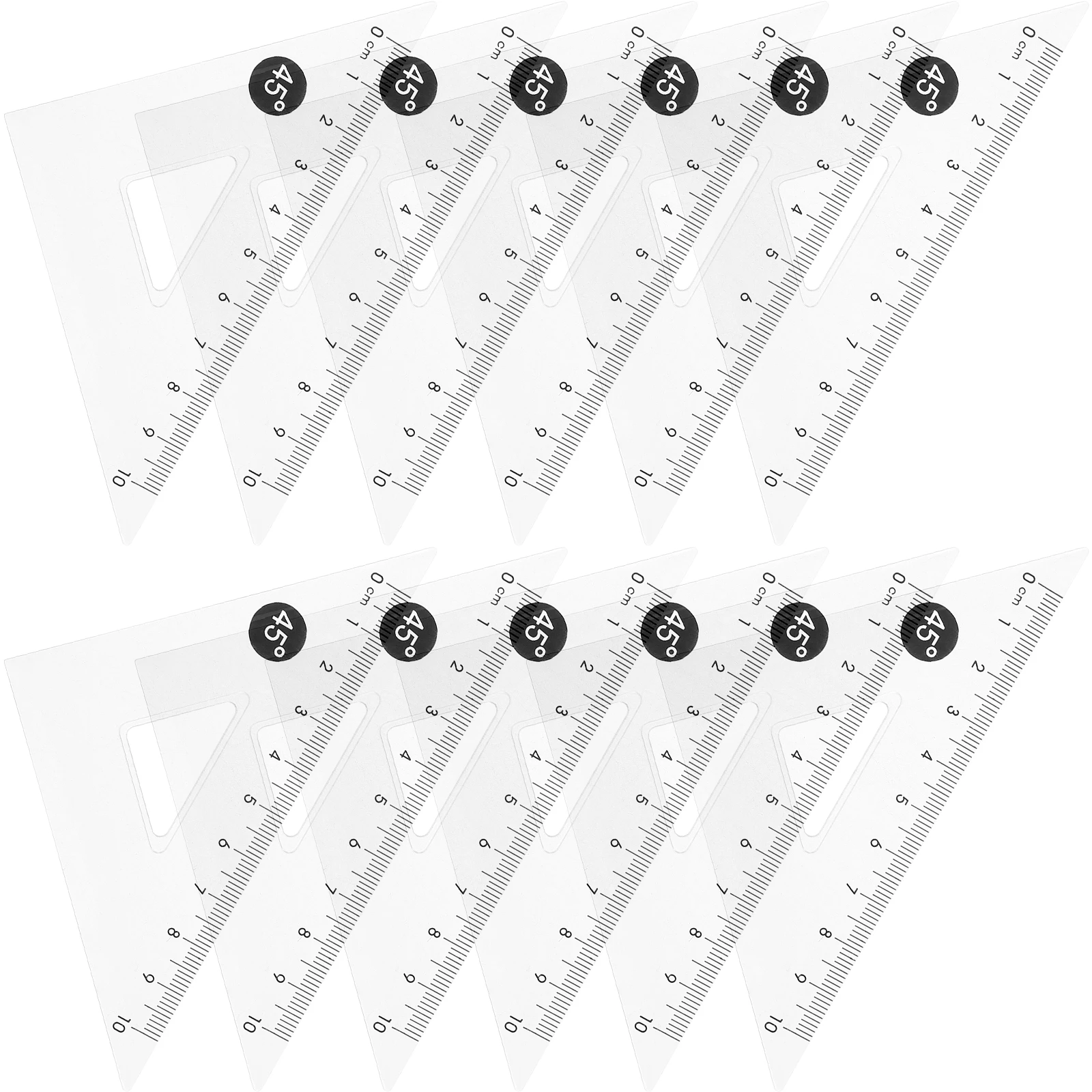 

12pcs Triangle Ruler Measuring Tools Plastic Drawing Rulers Math Geometry Set Classroom Office Studio Use Smooth Wear Resistant