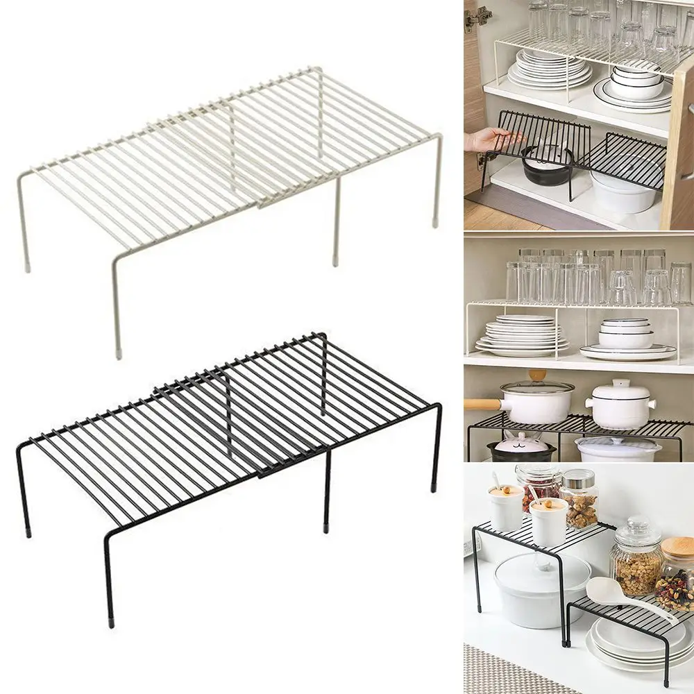 Adjustable Kitchen Storage Rack Cupboard Storage Shelf Wardrobe Shoe Saving Space Organizer Racks