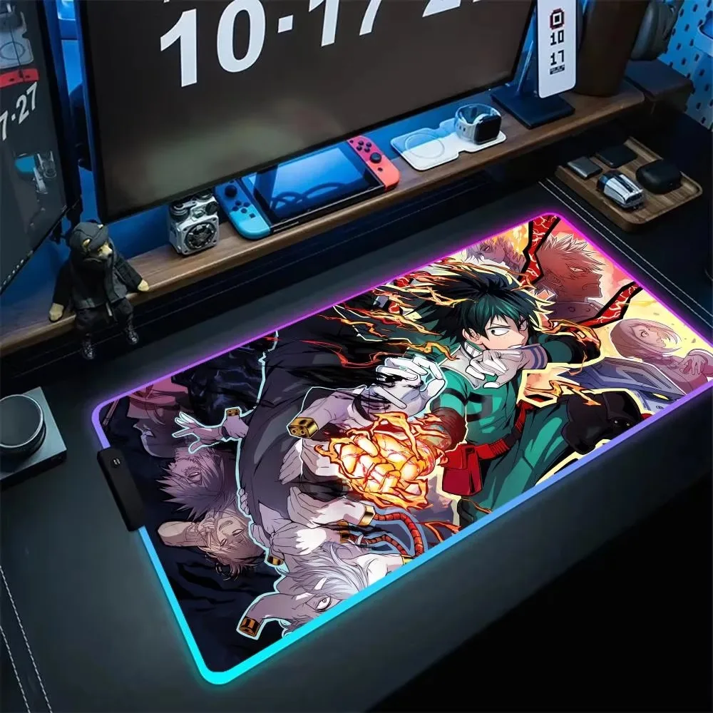 

M_my H_hero A_academia Mouse Pad RGB Artisa Mousepads Teclado Mouse High Definition Printing Pad Card Playmat LED Mouse Mat