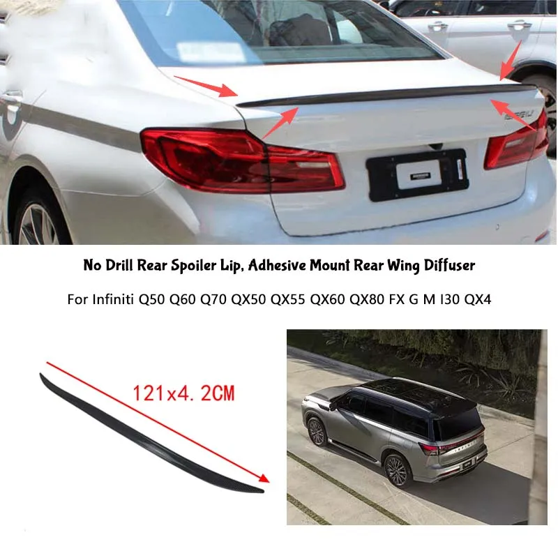 For Infiniti Q50 Q60 Q70 QX50 QX55 QX60 QX80 FX G M I30 QX4 Rear Wing Lip Car Rear Trunk Boot Lip Spoiler Wing