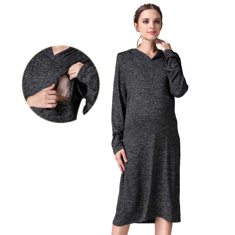 Maternity Clothes Pregnancy Dress Fashion Breastfeeding Dress For Pregnant Women Clothing Soft Autumn Nursing Dress Freeshipping