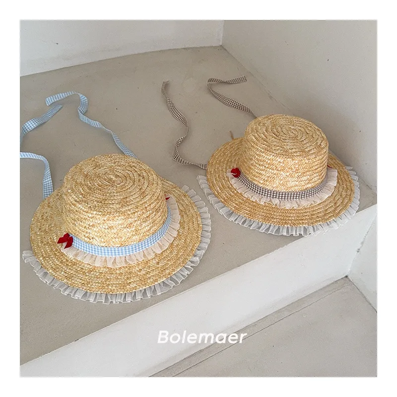 

Summer Children's Straw Hat 2025 Girls' Travel Vacation Beach Hat Kids Bucket Hat Banama Caps Kids Sun Protection Fisherman Caps