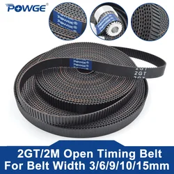 POWGE GT 2M 2GT Open ended Synchronous Timing belt Width 3/6/9/10/15mm  RF EPDM Rubber Samll Backlash VORON Creality 3D printer