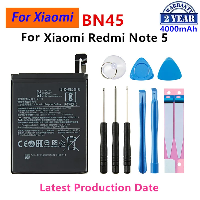 

Brand New BN45 4000mAh Battery For Xiaomi Redmi Note 5 Note5 BN45 High Quality Phone Replacement Batteries +Tools