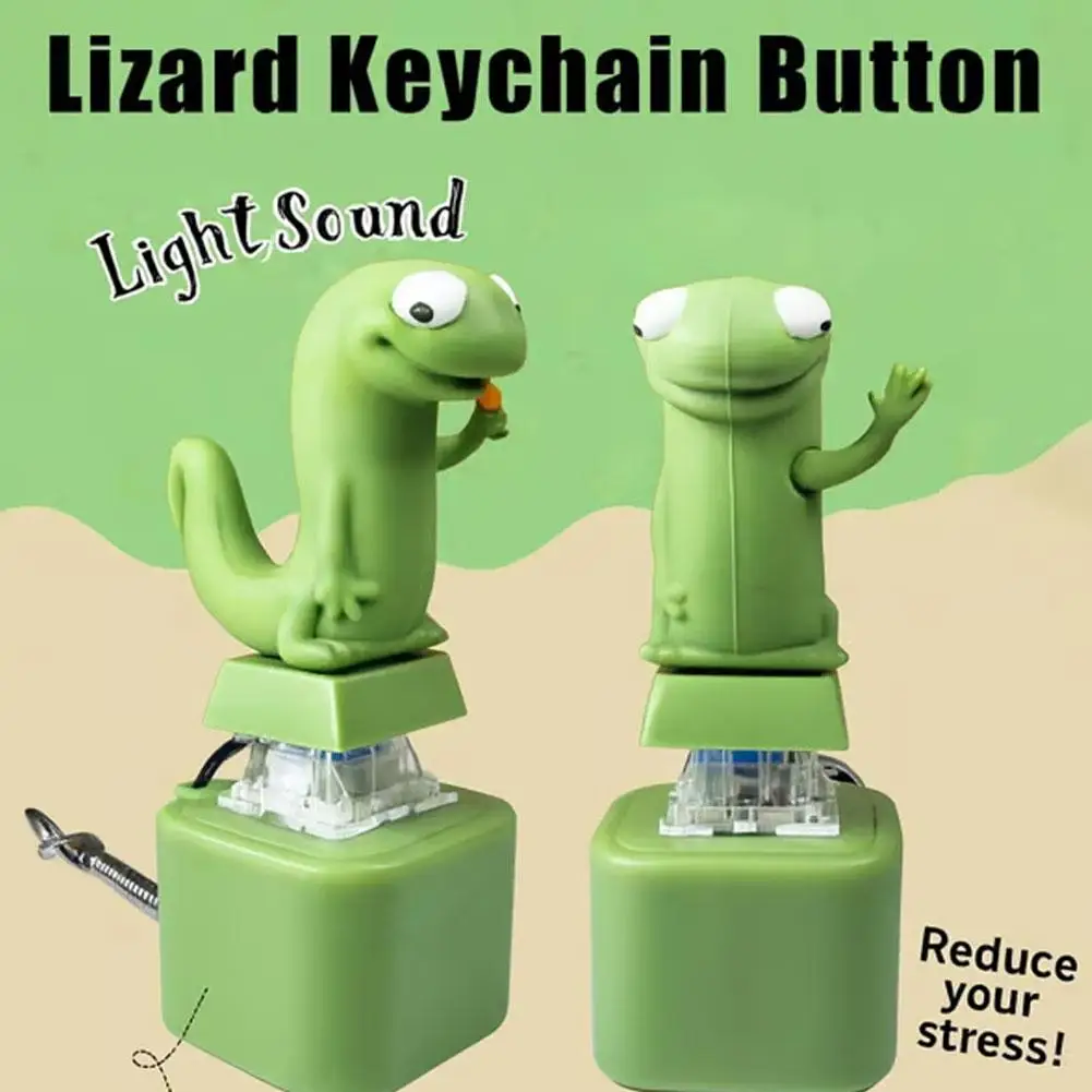 Lézard Fidget porte-clés LED Rechargeable éclairer jouet Fidgety avec son d'animal drôle, soulagement du Stress soulagement de l'anxiété Clicker