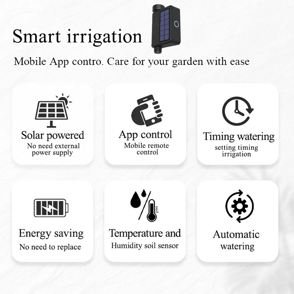 Imagem -03 - Sistema Inteligente de Irrigação do Jardim Sprinkler com Temporizador de Rega Detector de Umidade do Solo Tuya Wifi Bateria Alexa Google Solar