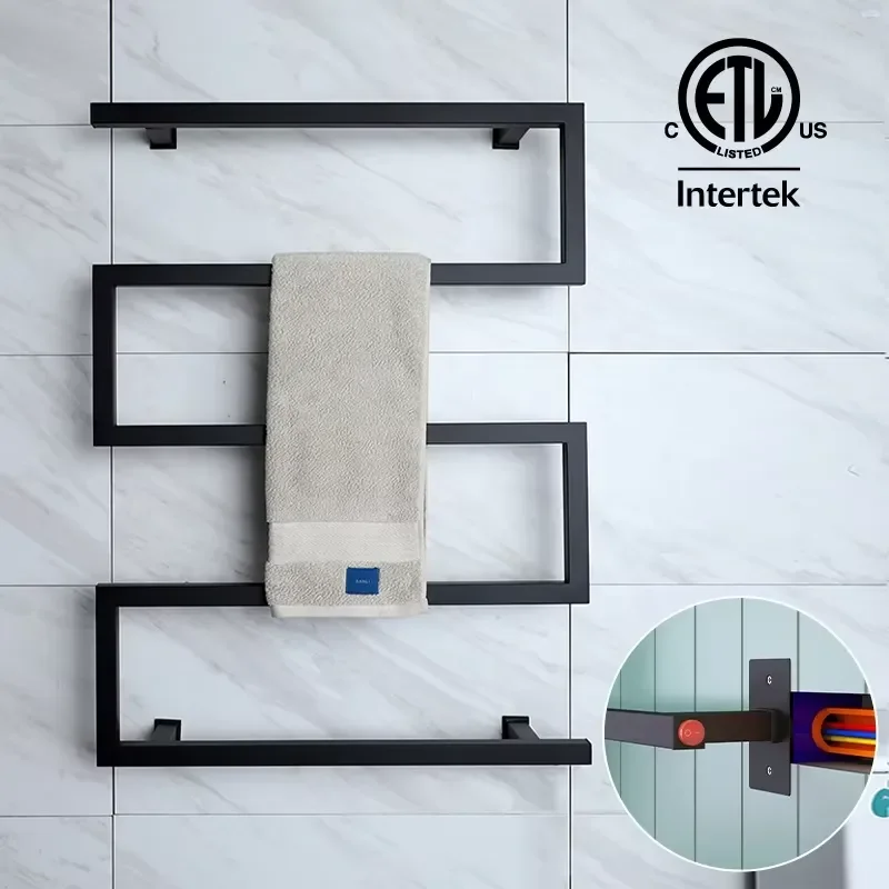Gold/Chrome/Black Bathroom Electric Towel Warmer Racks Wall Mounted 304 Stainless Steel Towel Radiators