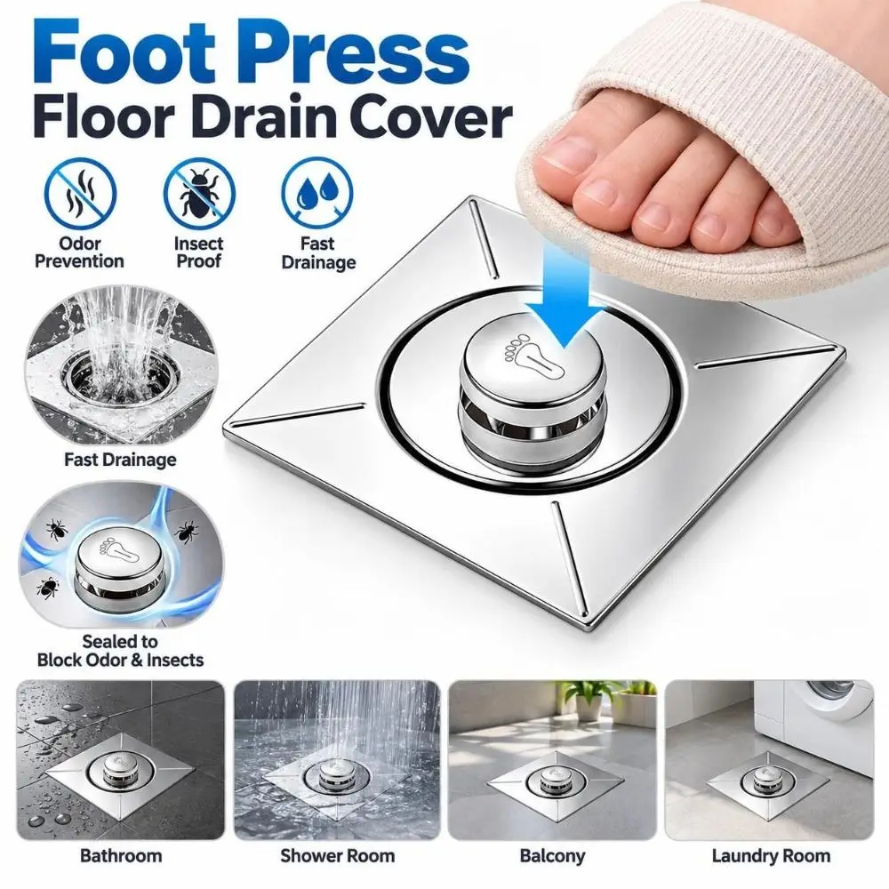 Stainless Steel Floor Drain Cover Spring Core Sealing Structure Drain Cover Strainer Foot Press Floor Drain Stopper