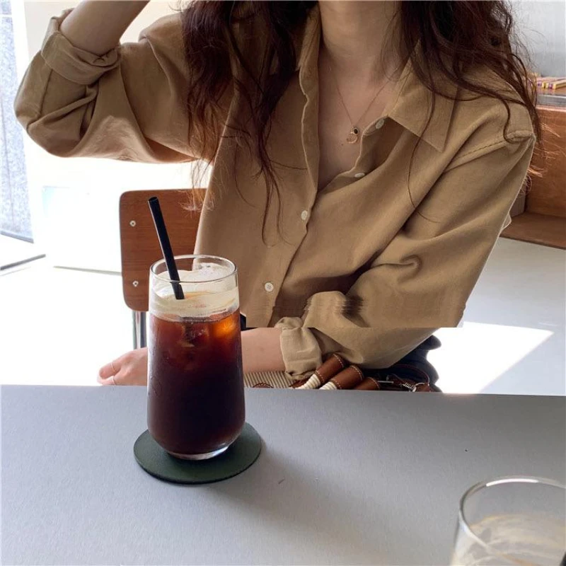 Shirts Women Clothing Vintage Office Lady Autumn Winter Solid Corduroy Turn-down Collar Classy Shirt Harajuku Camisas Mujer Chic