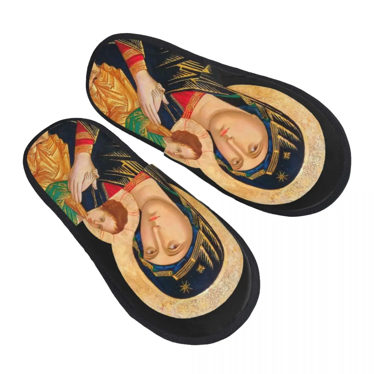 

Our Lady Of Perpetual Help House Slippers Women Soft Memory Foam Catholic Virgin Mary Slip On Spa Slipper Shoes