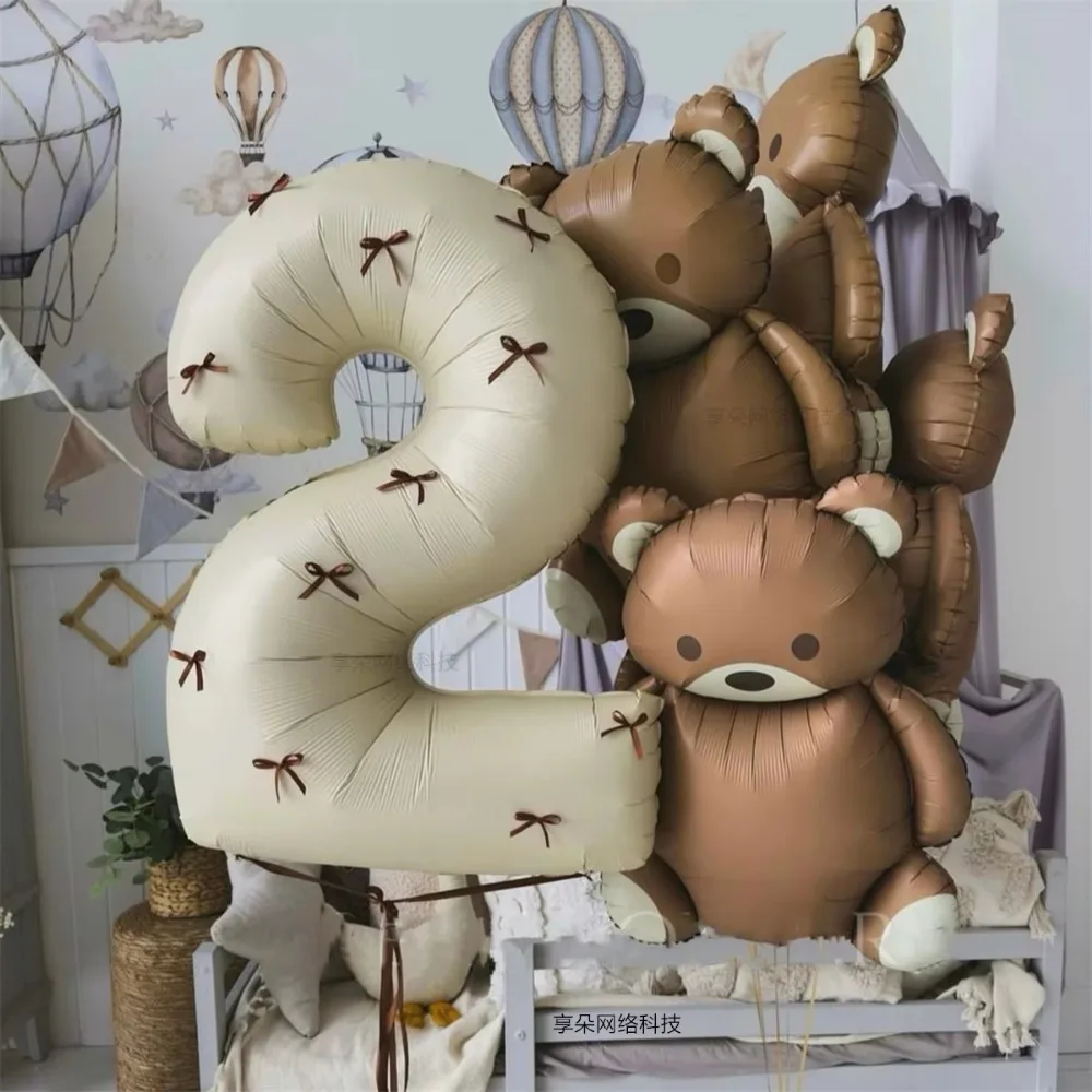 

Vintage 32inch 0-9 Years Old Balloons Bow Aluminum Foil Number Balloons Matte Milky Wedding Decorations Birthday Party
