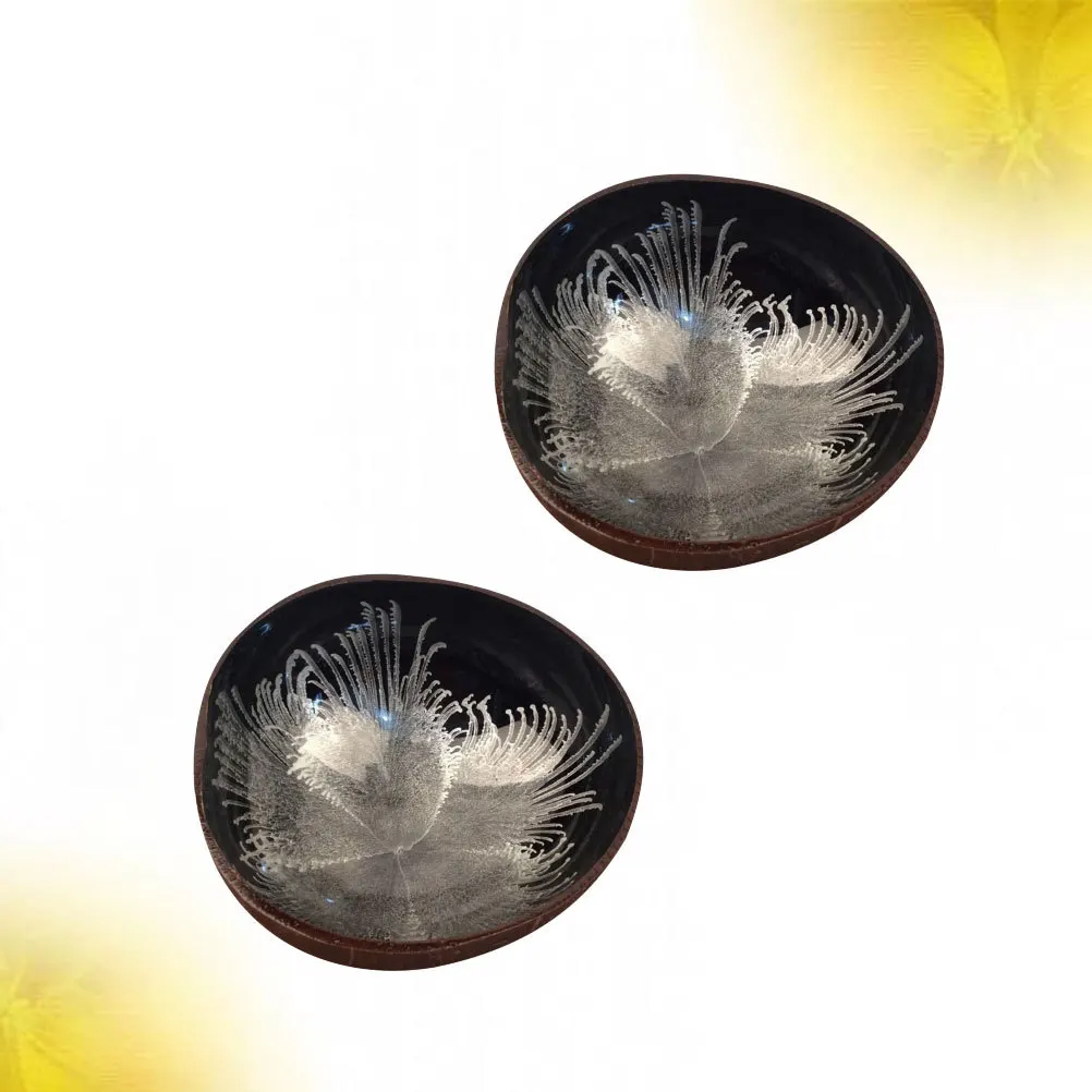 

2Pcs Natural Coconut Shell Bowl Eco Friendly Decorative Candy Container Sundries Holder Desktop Storage Home Office Bedroom