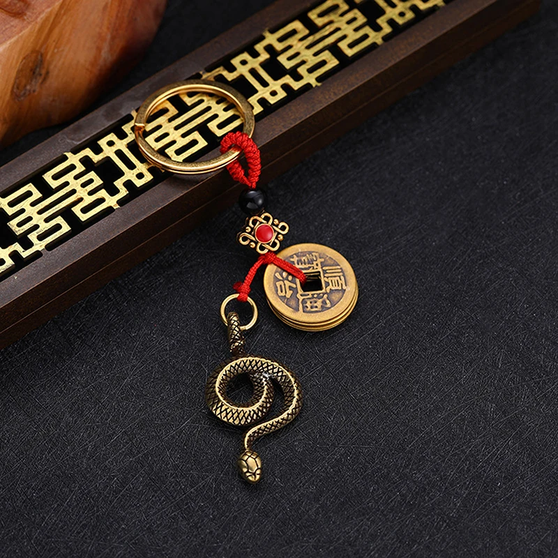 2025 Year Of Chinese Zodiac Snake Lucky Pendant Keychain Creative Wealth Key Ring Accessories Women Men Bag Charm Jewelry Gift