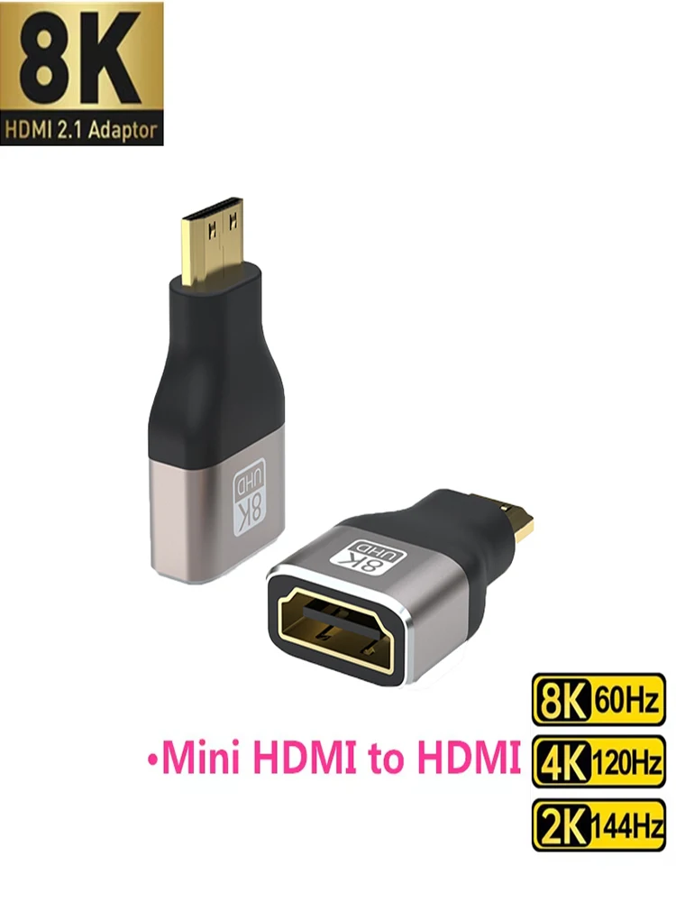 Adaptateur HDMI mâle à femelle, extension Compatible 8K 60Hz 4K 120Hz HDR 48Gbps vidéo pour PS5, ordinateur portable, adaptateur de projecteur TV
