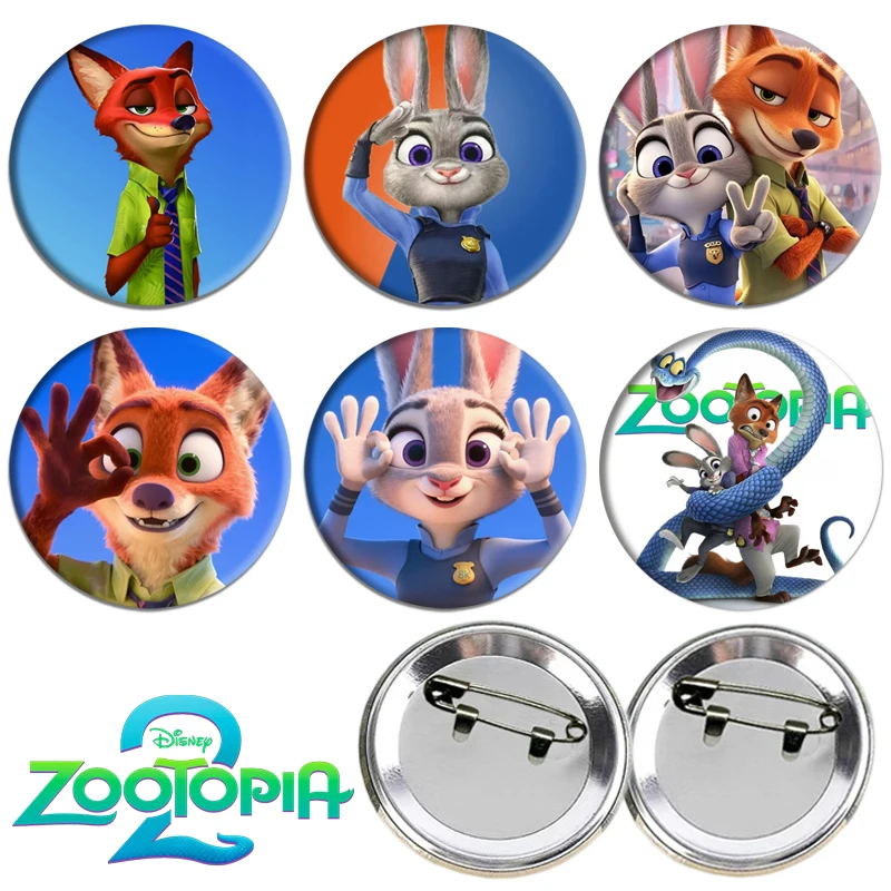 

Круглый значок Disney Zootopia Judy, жесть, пуговицы, милые броши в стиле аниме, булавка на лацкан, рюкзак, шляпа, ювелирные аксессуары, игрушки, подарки
