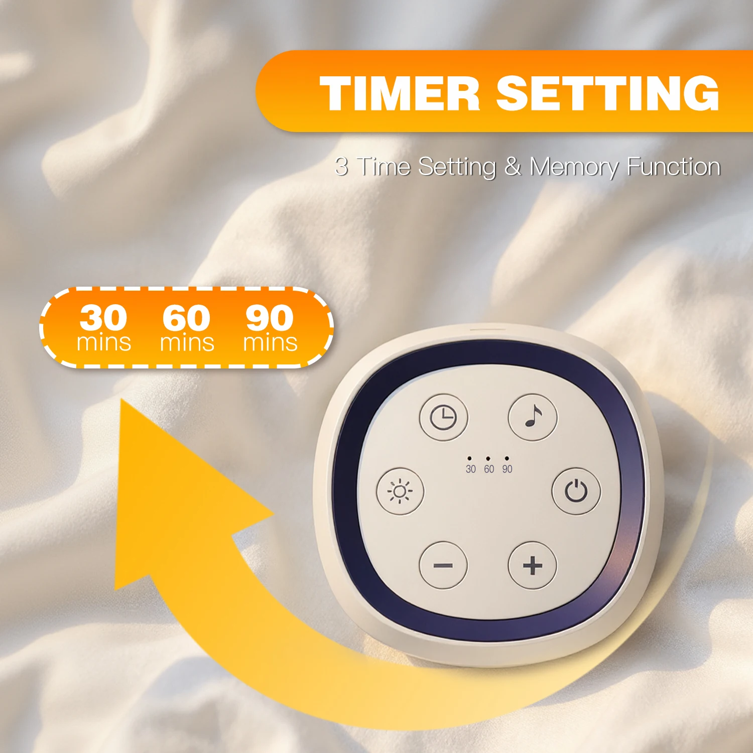 Máquina portátil de som de ruído branco, 24 sons calmantes, luz noturna, temporizador de sono, recarregável, ajuda para adultos e crianças