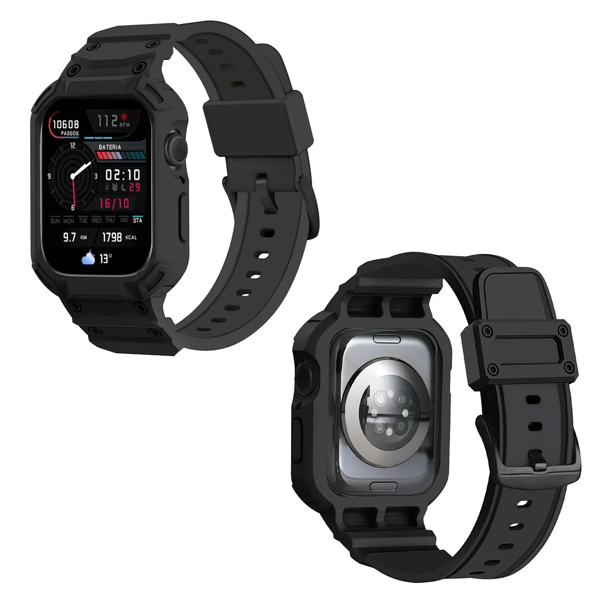 For Apple Watch Series 10 46mm 42mm Sport Protective Replacement Wristband iWatch Series 10 Retrofits Strap Strap Case One-piece