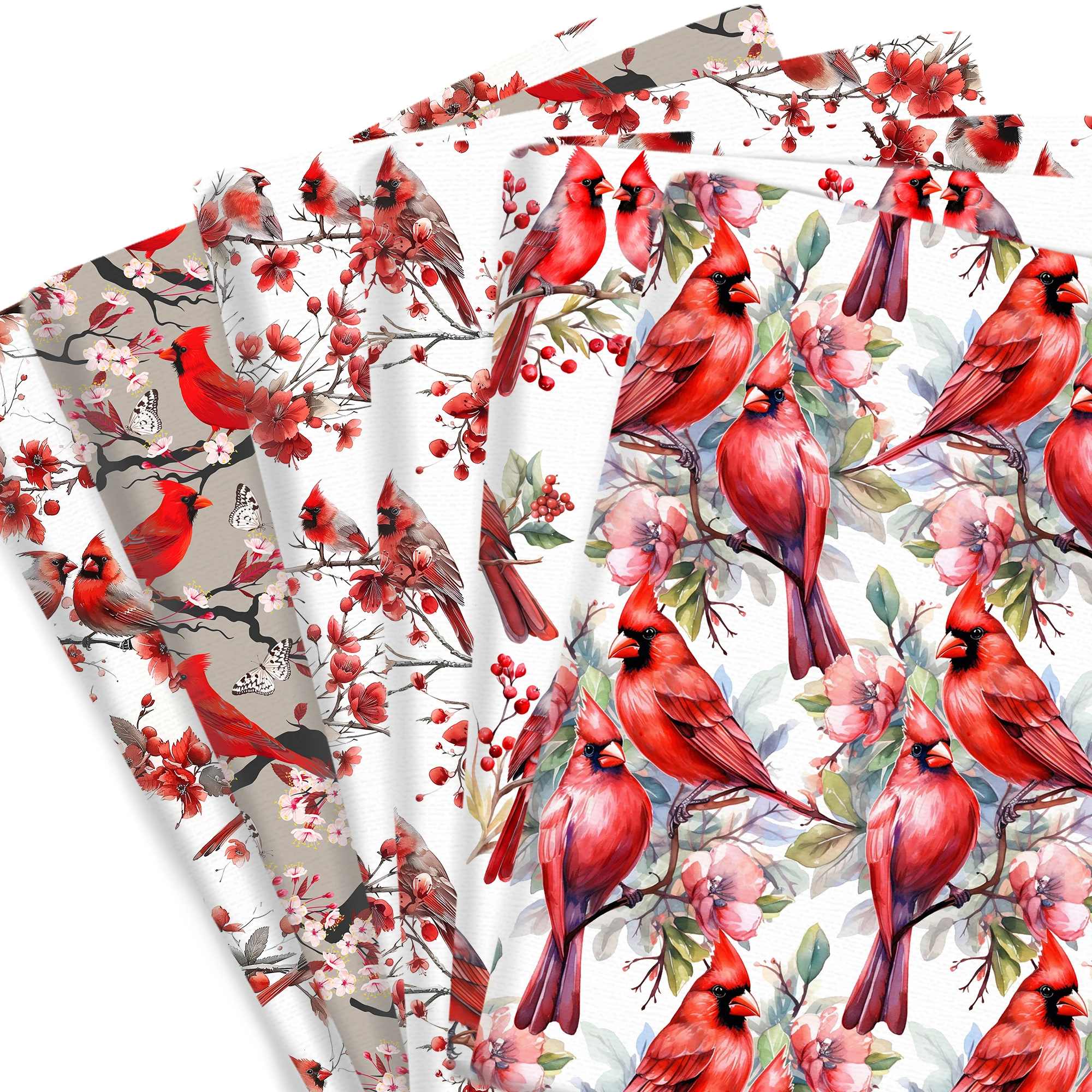 50*45cm Cardinal Bird Floral Quilting Polyester Cotton Craft Fabrics DIY Handmade Projects Doll Clothes Fabric