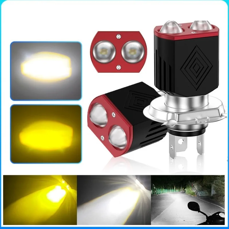 H4 LED Motorcycle Headlight H6 BA20D Bulb Moto Spotlights CSP Lens White Yellow Hi Lo Lamp Scooter Accessories Fog Lights 12V