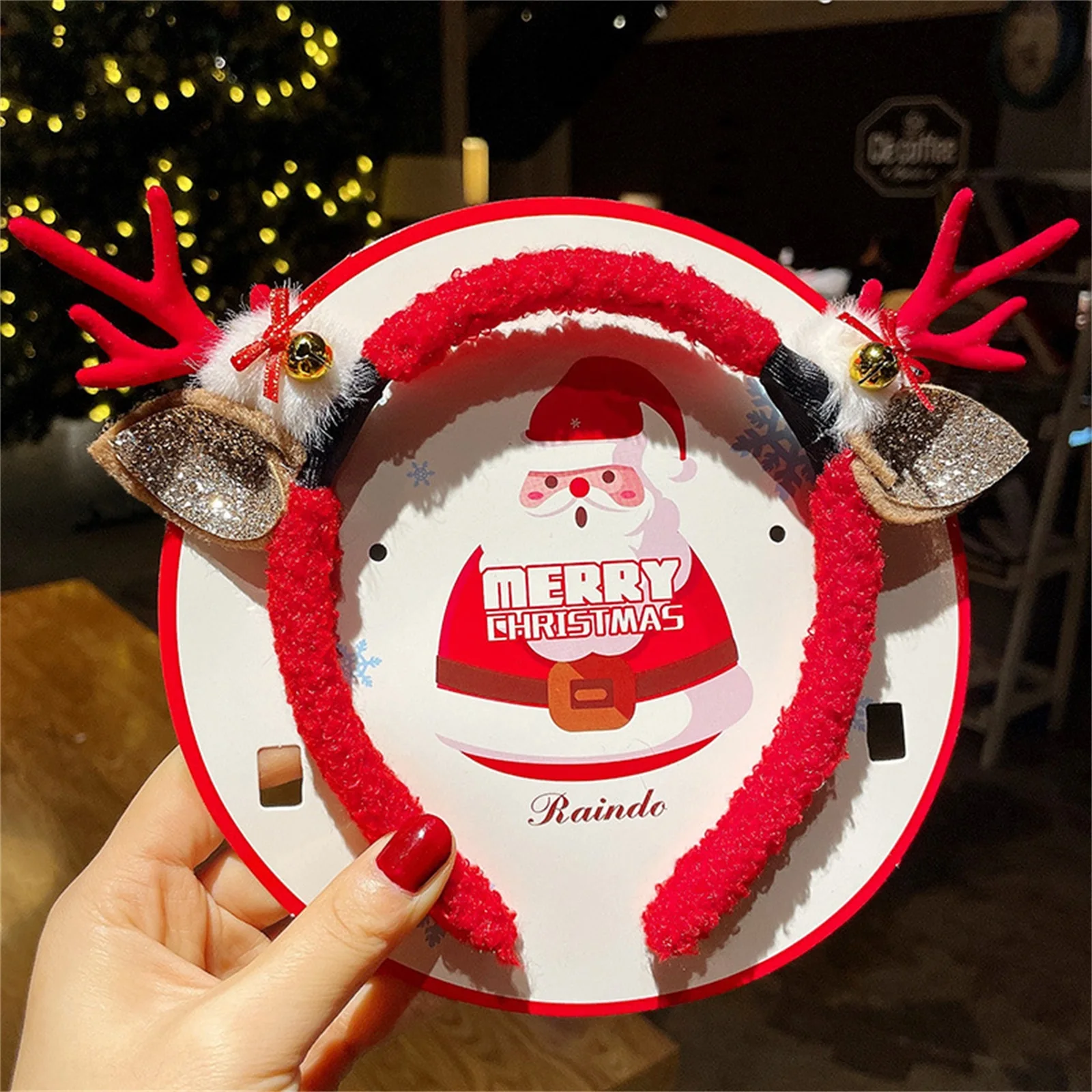 عصابات رأس على شكل قرون الرنة للأطفال البالغين مع أجراس، إكسسوارات شعر إبداعية لطيفة للعطلات للحفلات التنكرية