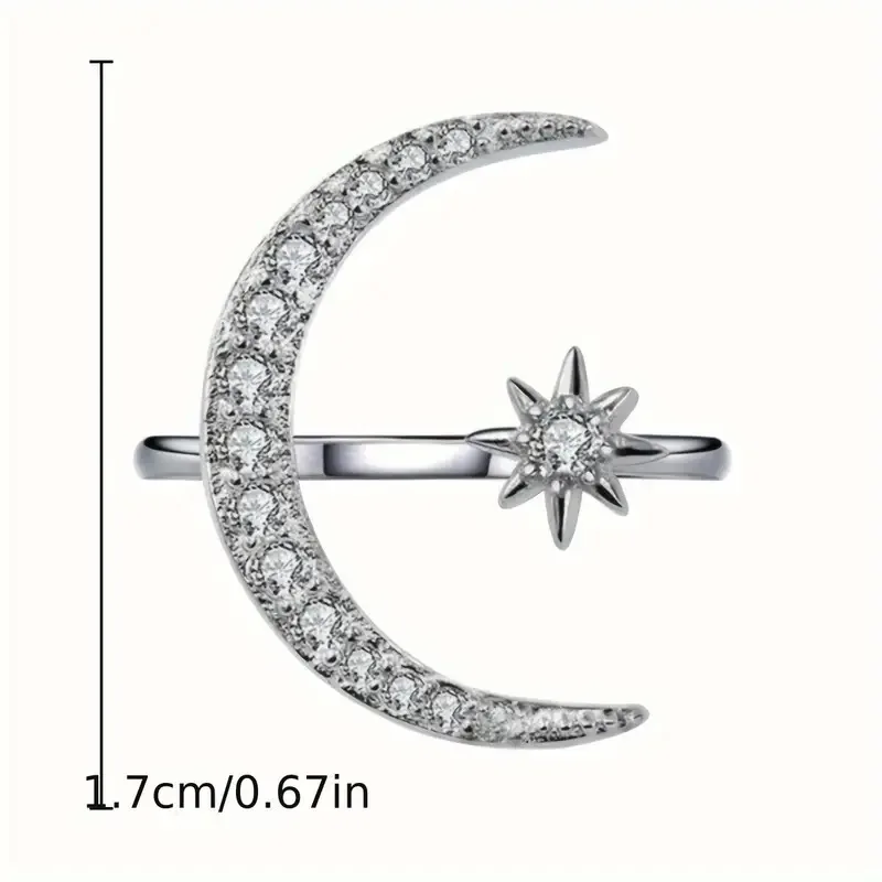 Crescent Ring Fashion Star Moon Ring Simple Open End Ring