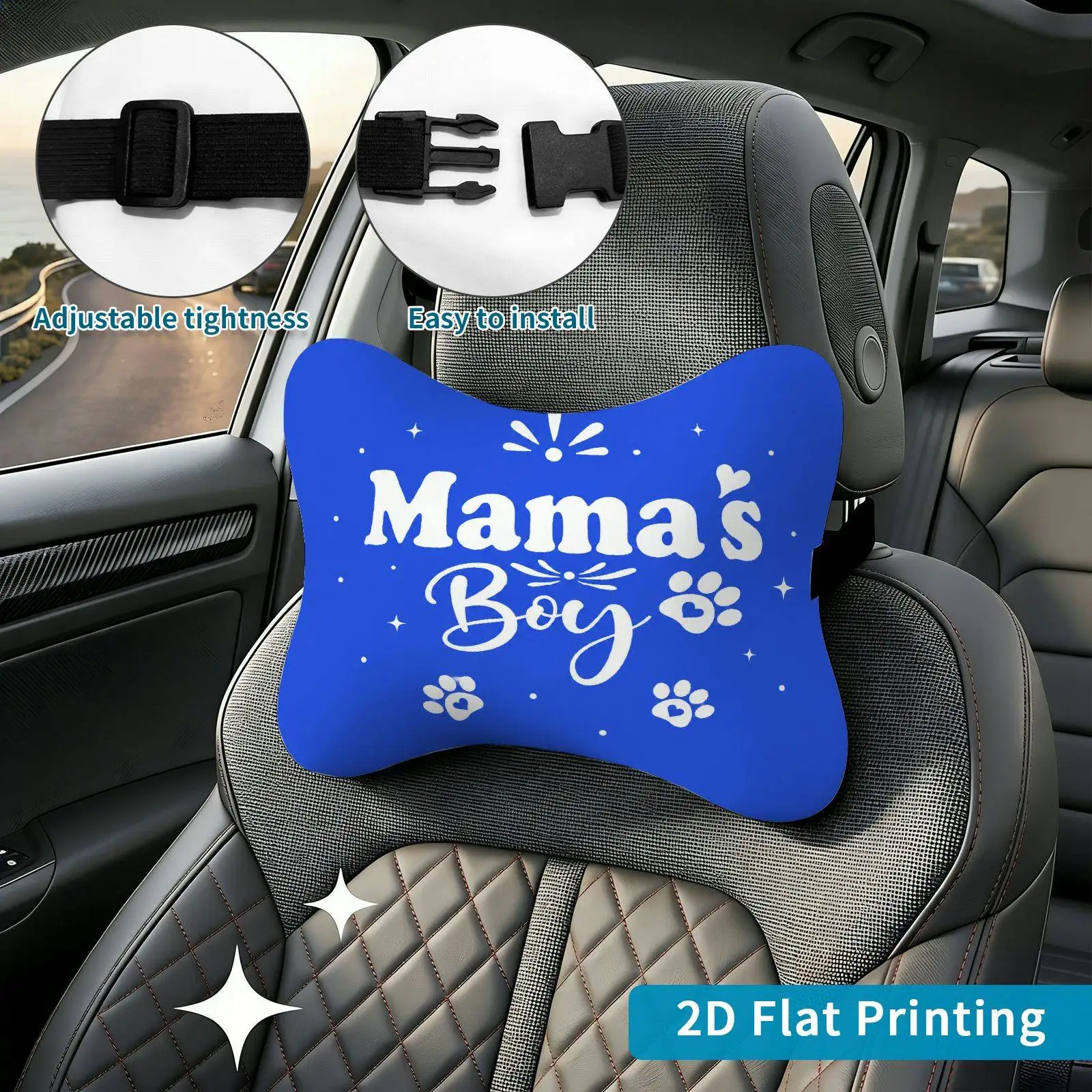 2pcs Family Pawprints Cozy Car Seat Headrest, Neck Support Cushion, Suitable For All Seasons Of Car Accessories, Family Theme, T
