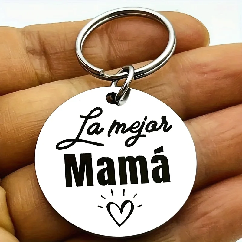 Men's stainless steel keychain, Thanksgiving gift from son and daughter to mom