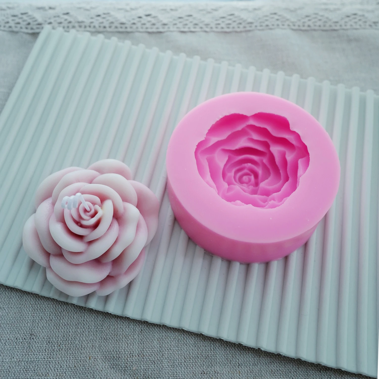 3D Rose Candle Mold Floral Handmade Flower Soap Candle Molds Cake Wax Melt Aroma Plaster resin Crafts Mould