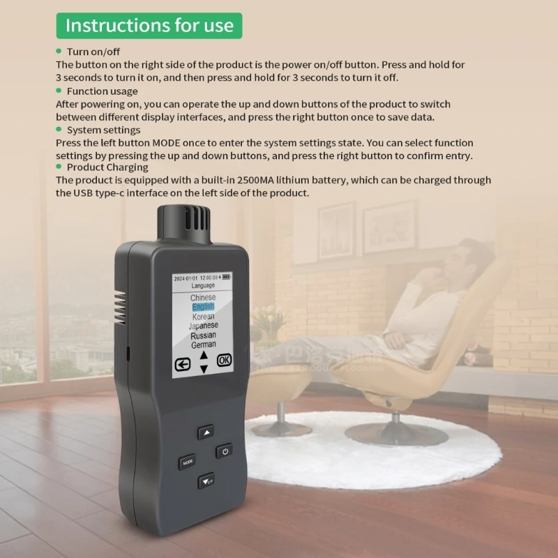 

Air Quality Pollution Meter PM2.5 Formaldehyde TVOC Temperature Humidity Meter