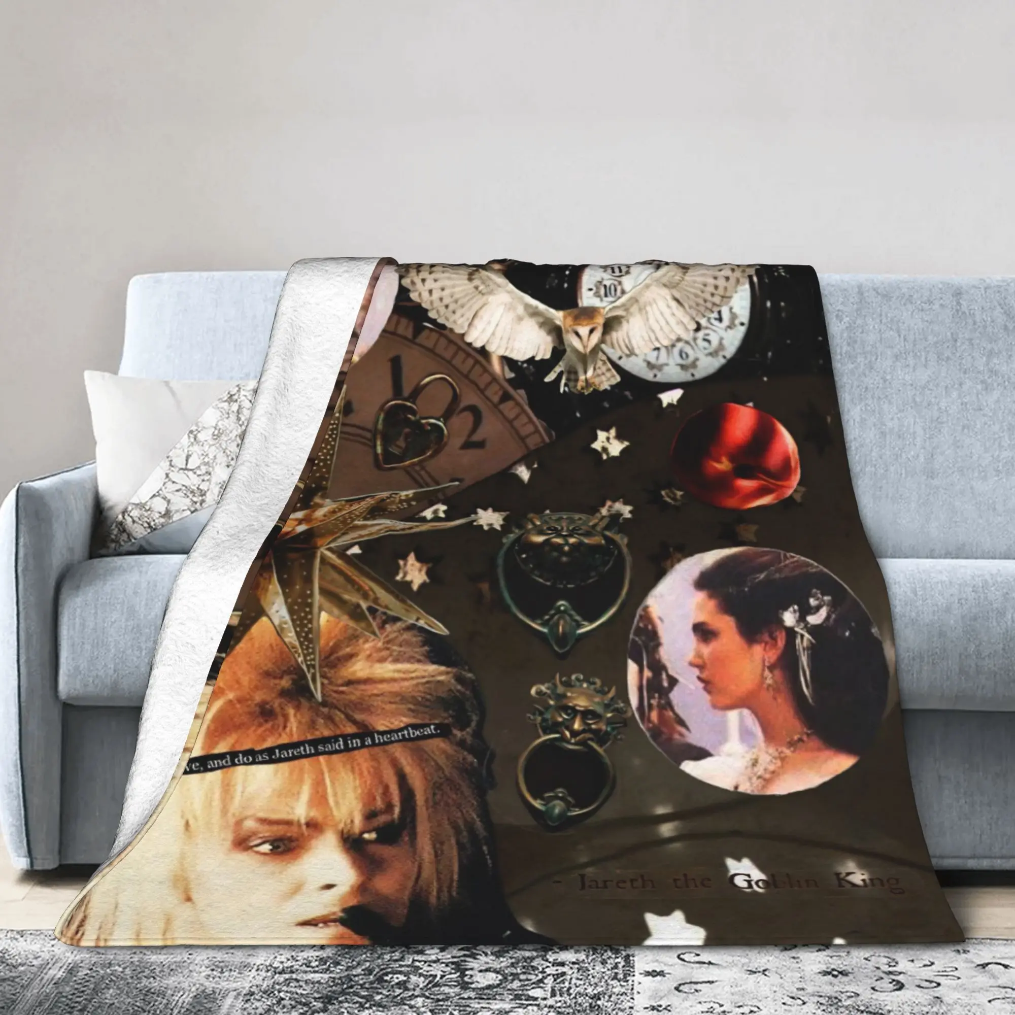 Labyrinths Jareth the-Goblin-King Flannel Blankets Classic Movie Awesome Bedding Throw Blankets Bedspread Lightweight Travel